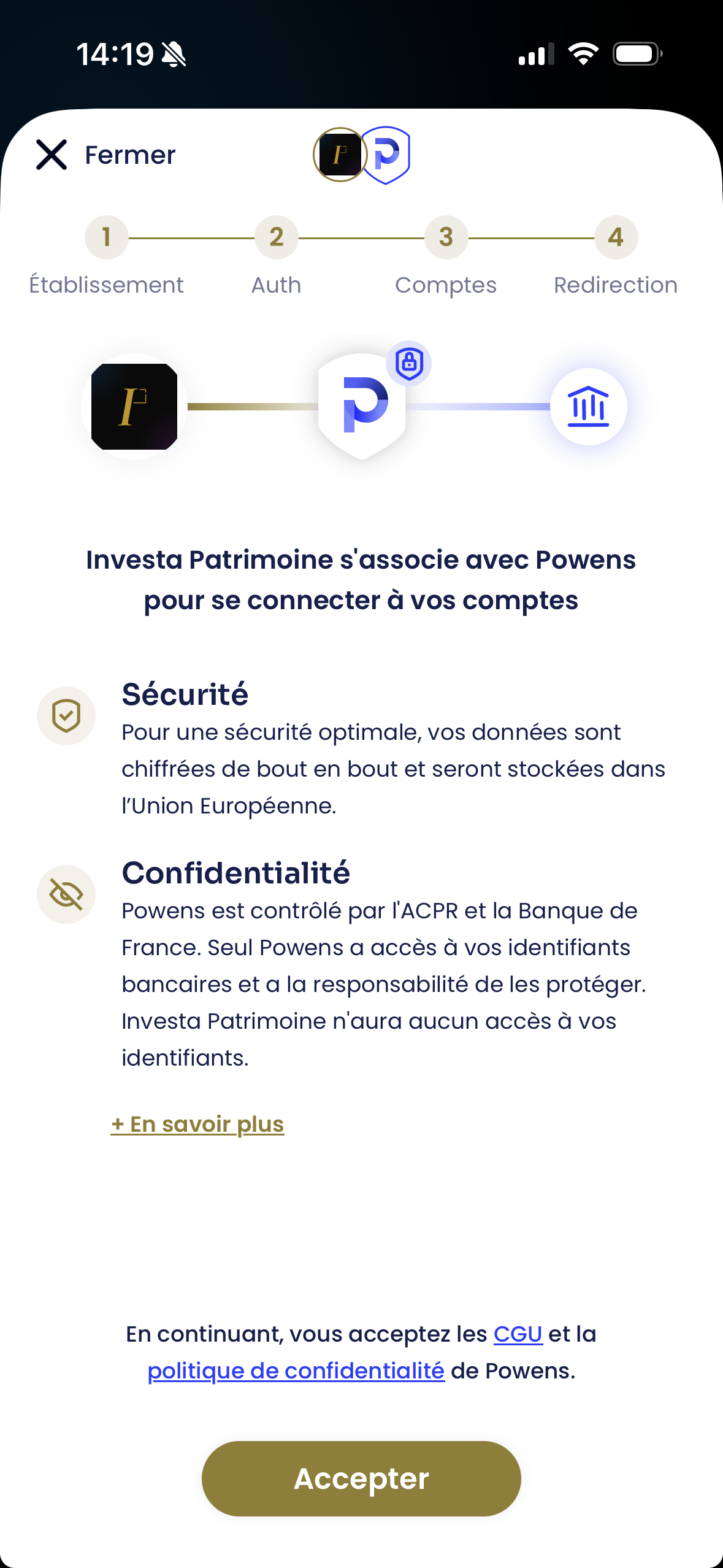 Sécurité Powens